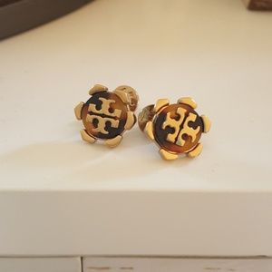 Tory Burch gold and tortoise studs