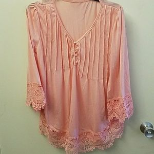 Blouse pretty peach gathered front blouse