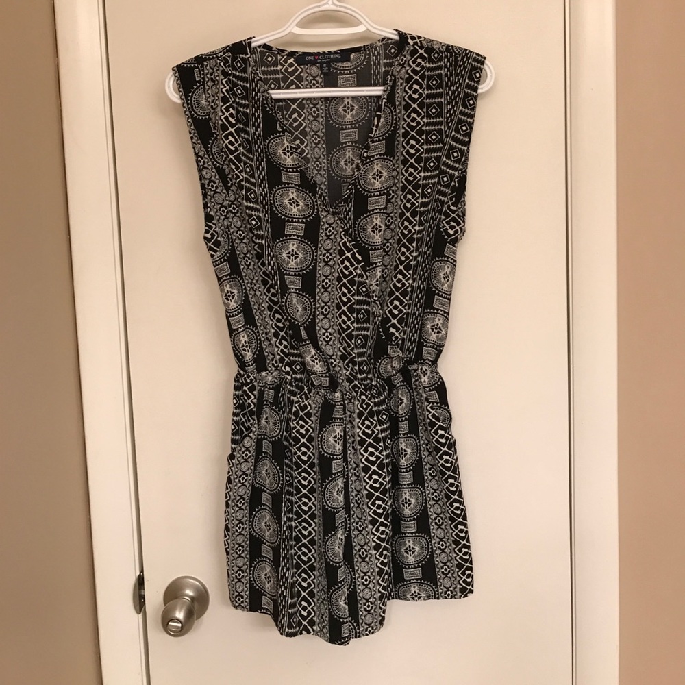 Black and white patterned/ tribal print Romper