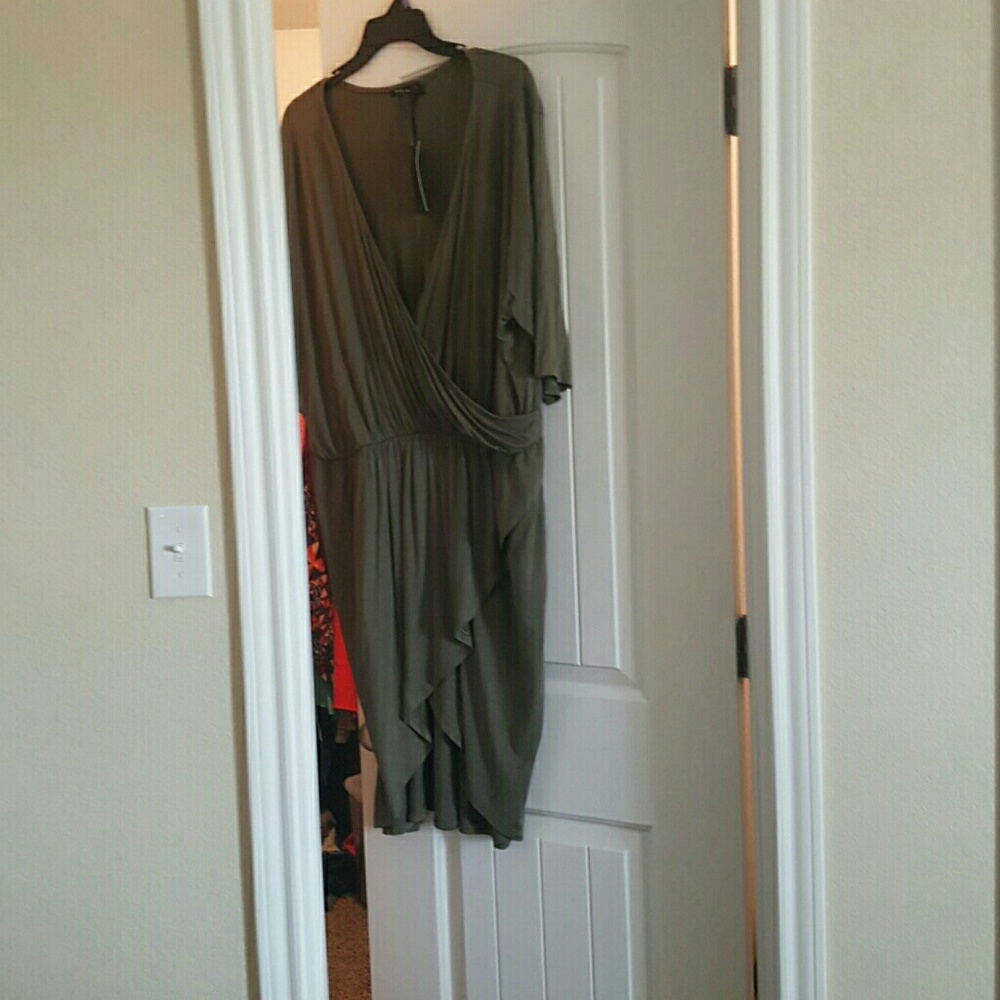 Draped olive green dress