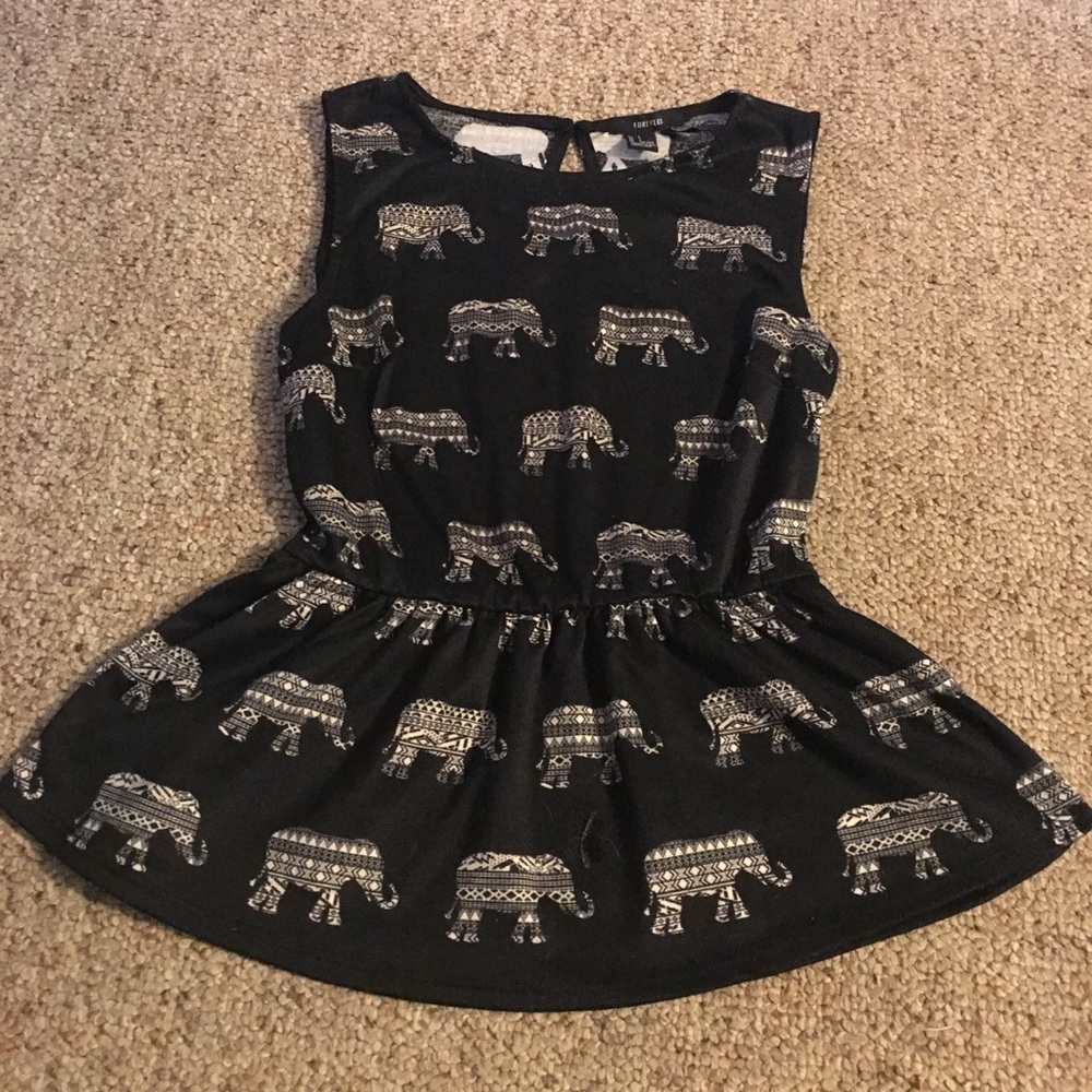 Elephant print peplum top