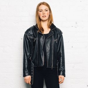 Vintage Firenze Black Leather Motorcycle Jacket