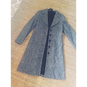 H&M black and white tweed coat size 8