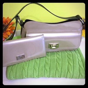 Platinum colored Beijo purse and wallet