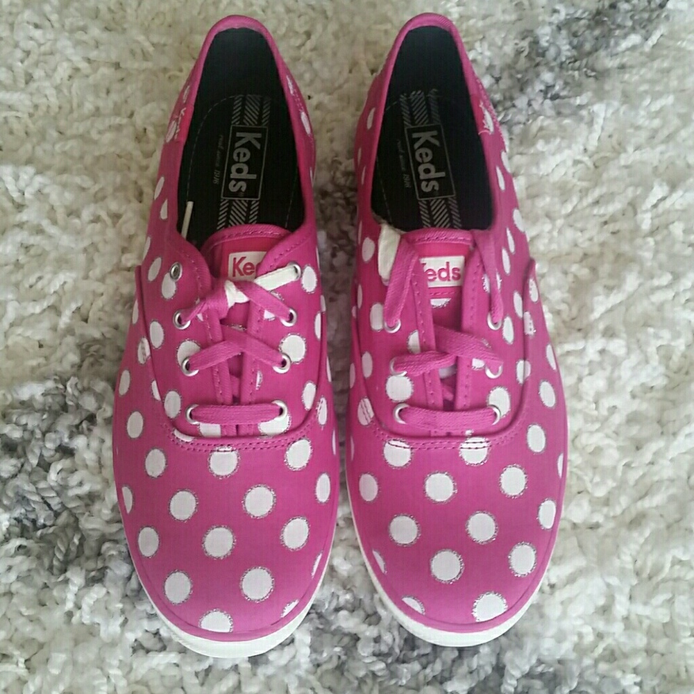 Pink and White Polk Dot Keds