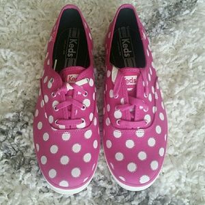 Pink and White Polk Dot Keds