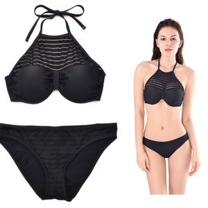Black halter bikini (M) NWT SIMPLE AND CUTE