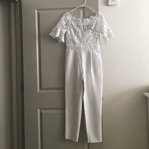 Lace off the shoulder jumpsuit