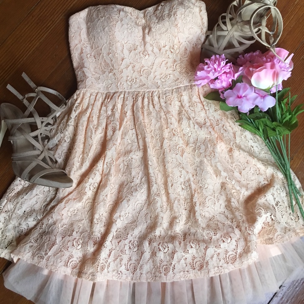 Delia*s Blush Beige Crochet Dress