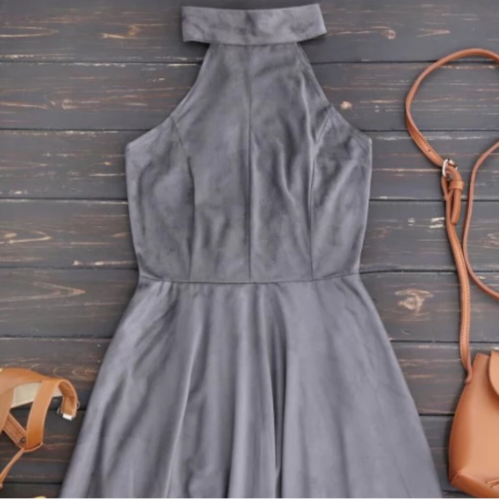 !! LAST !! Faux Suede Lace Up Dress - Picture 3 of 4