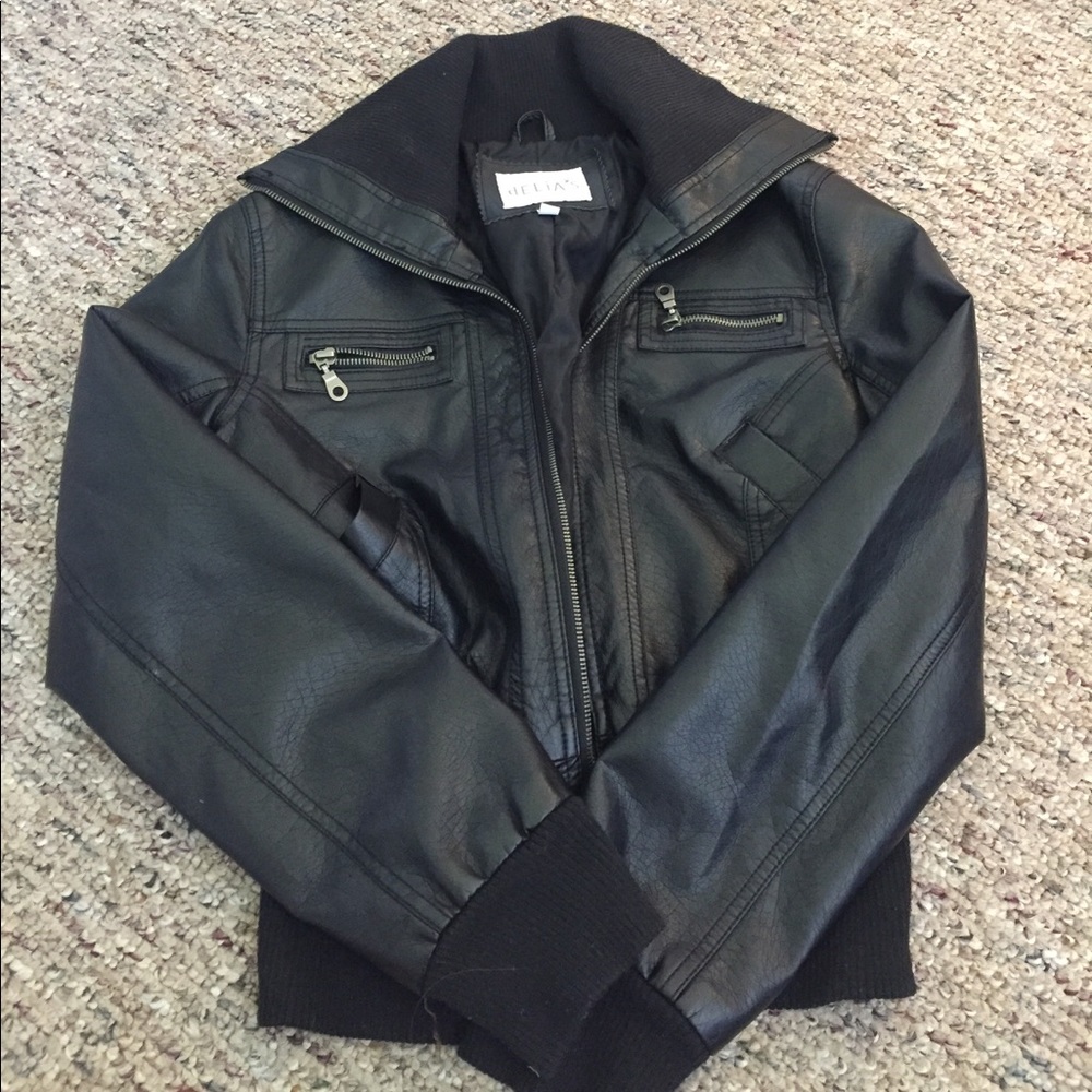 Leather bomber jacket