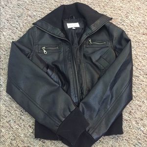 Leather bomber jacket