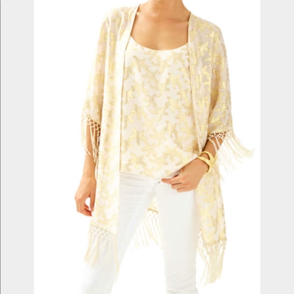 Lilly pulitzer Noelle kimono size S/m nwt gold