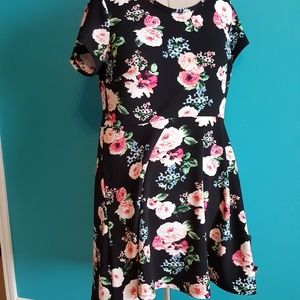Black floral skater dress