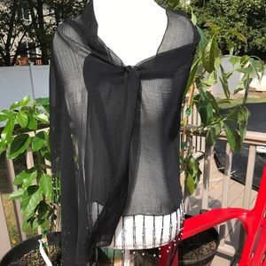 Sheer Black Shawl with silver beading