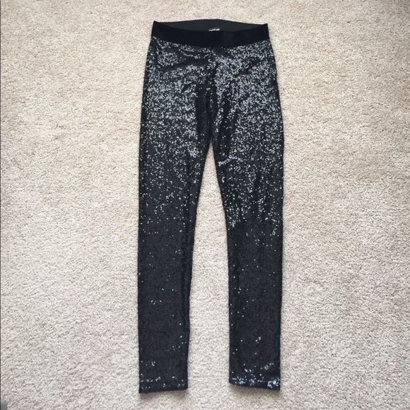 bebe Pants - NWT Bebe black sequin leggings sz med