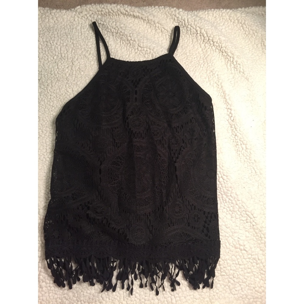 Black lacey and textured tank