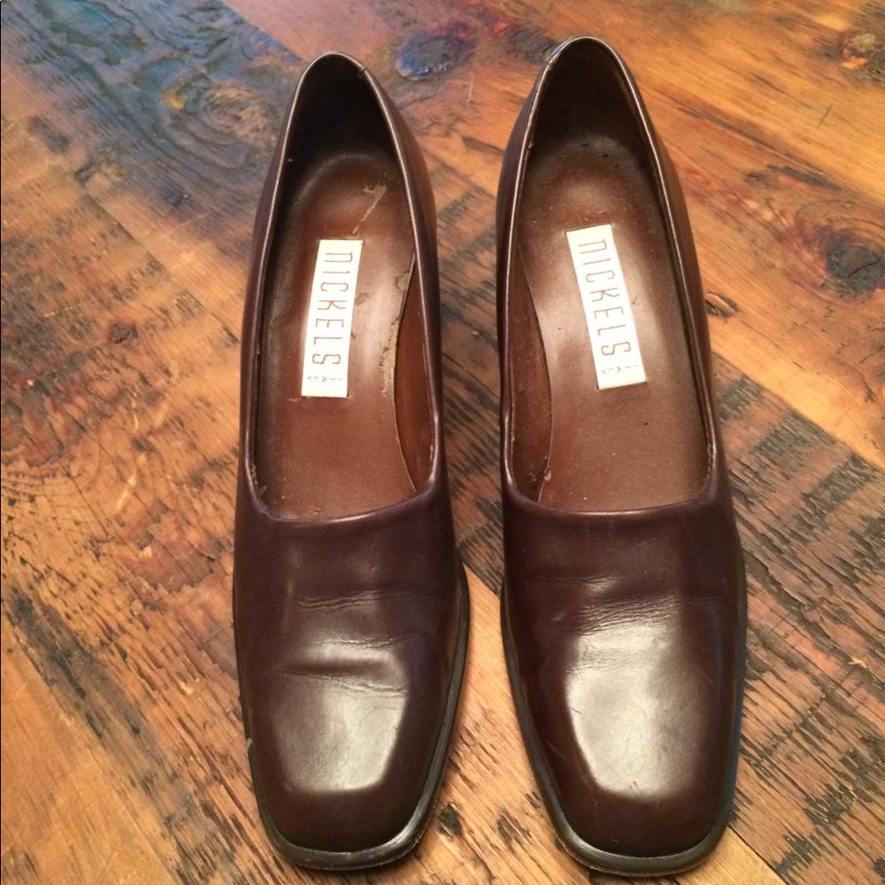Dark Brown slip on heels 7 1/2