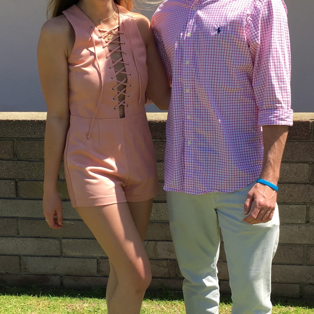 Pale pink suede romper *only worn once!