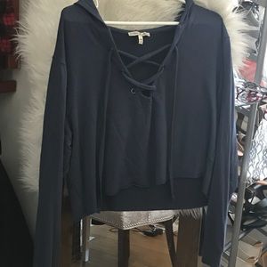 Express crop tie hoodie