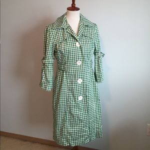 Lapis retro style green houndstooth coat