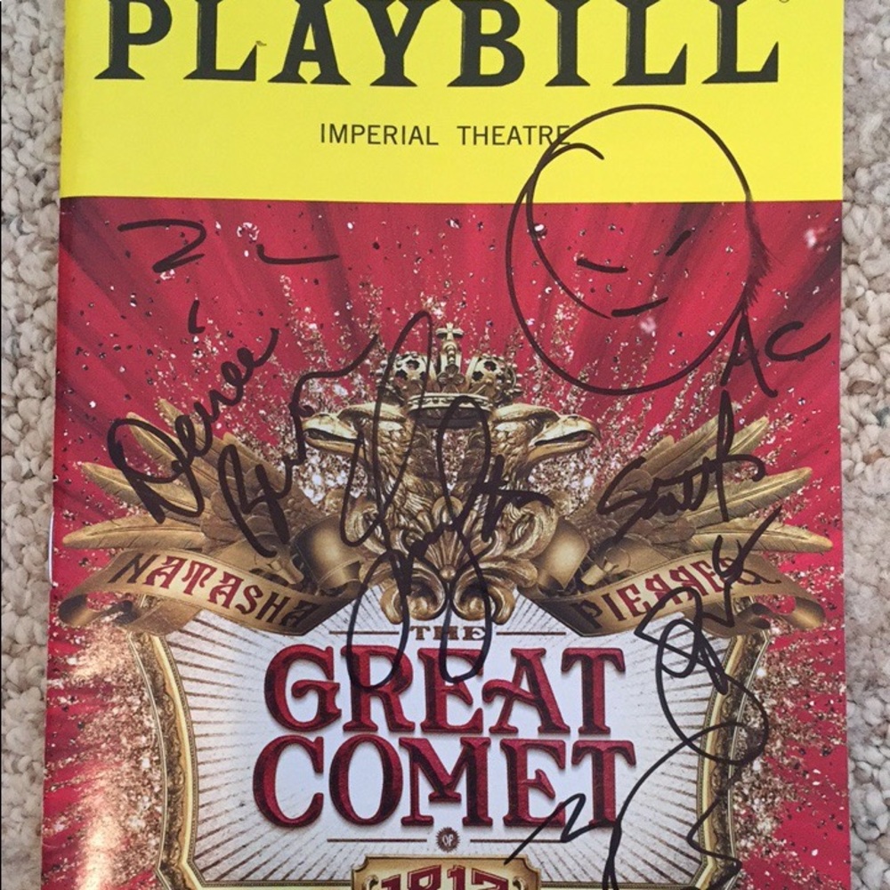 Great Comet full cast signed Playbill oak