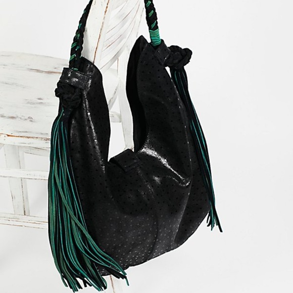 NWT Free People Embroidered Monarch Hobo Fringe - Picture 3 of 3