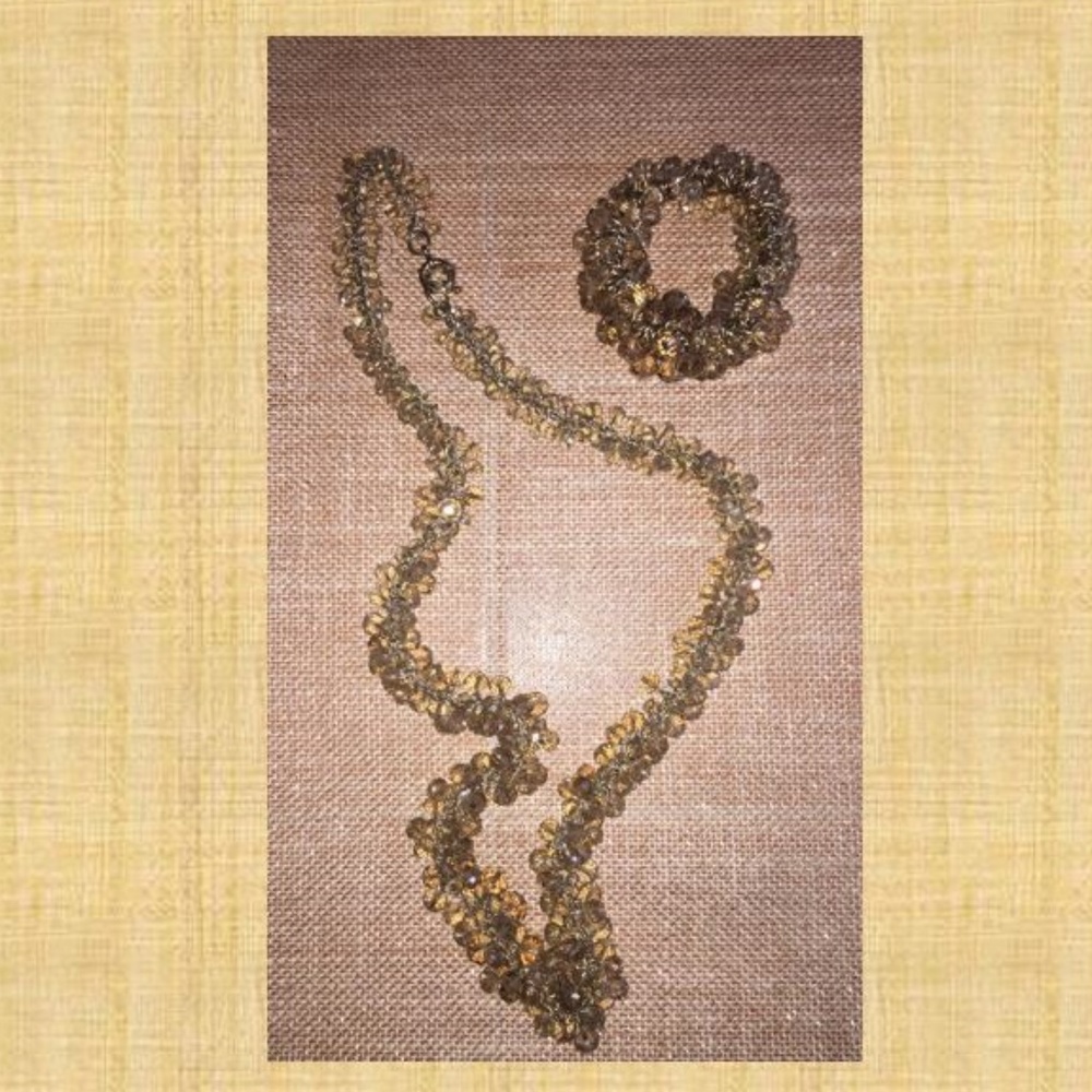 Crystal Beaded Necklace + Bracelet Set