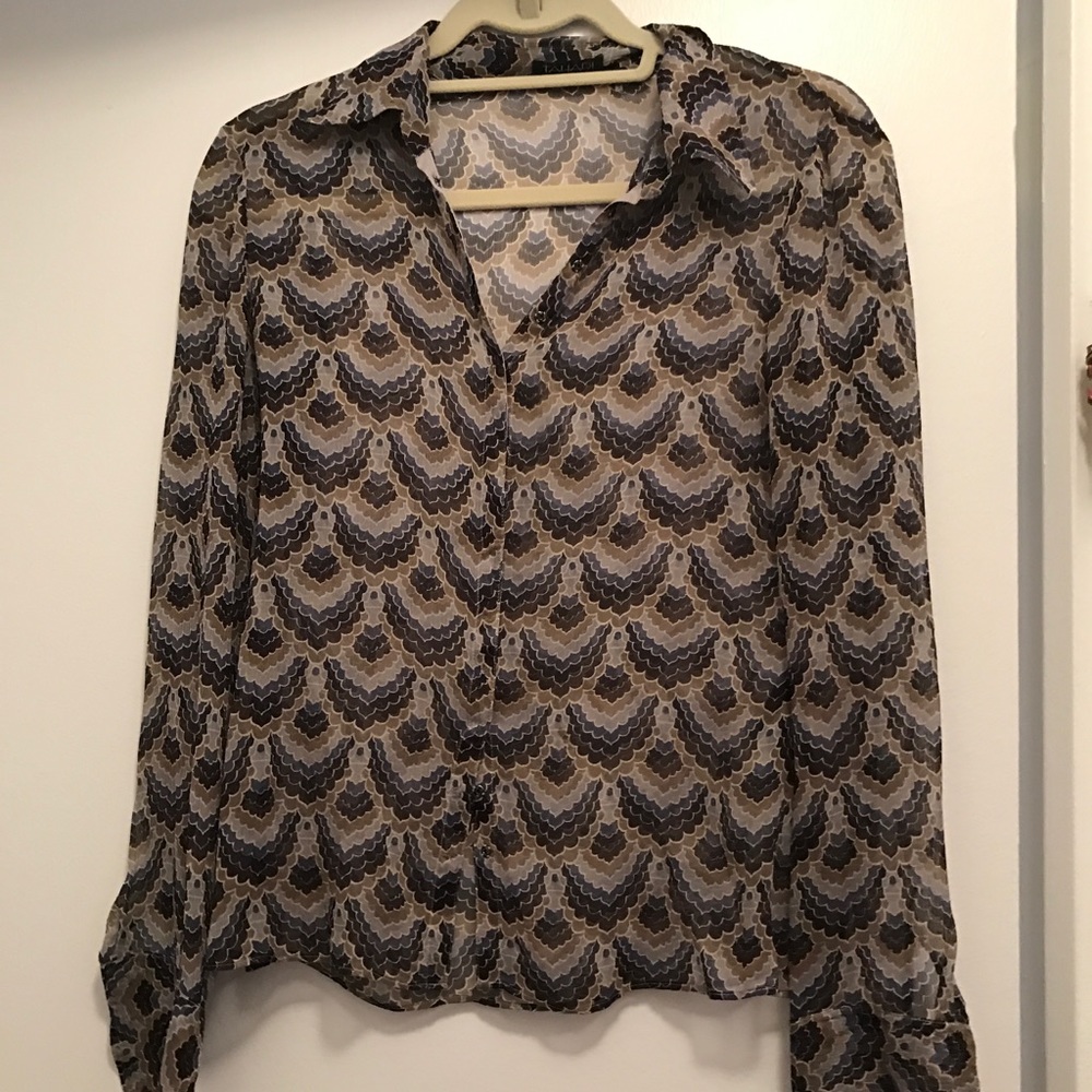 Tahari Silk sheer button down