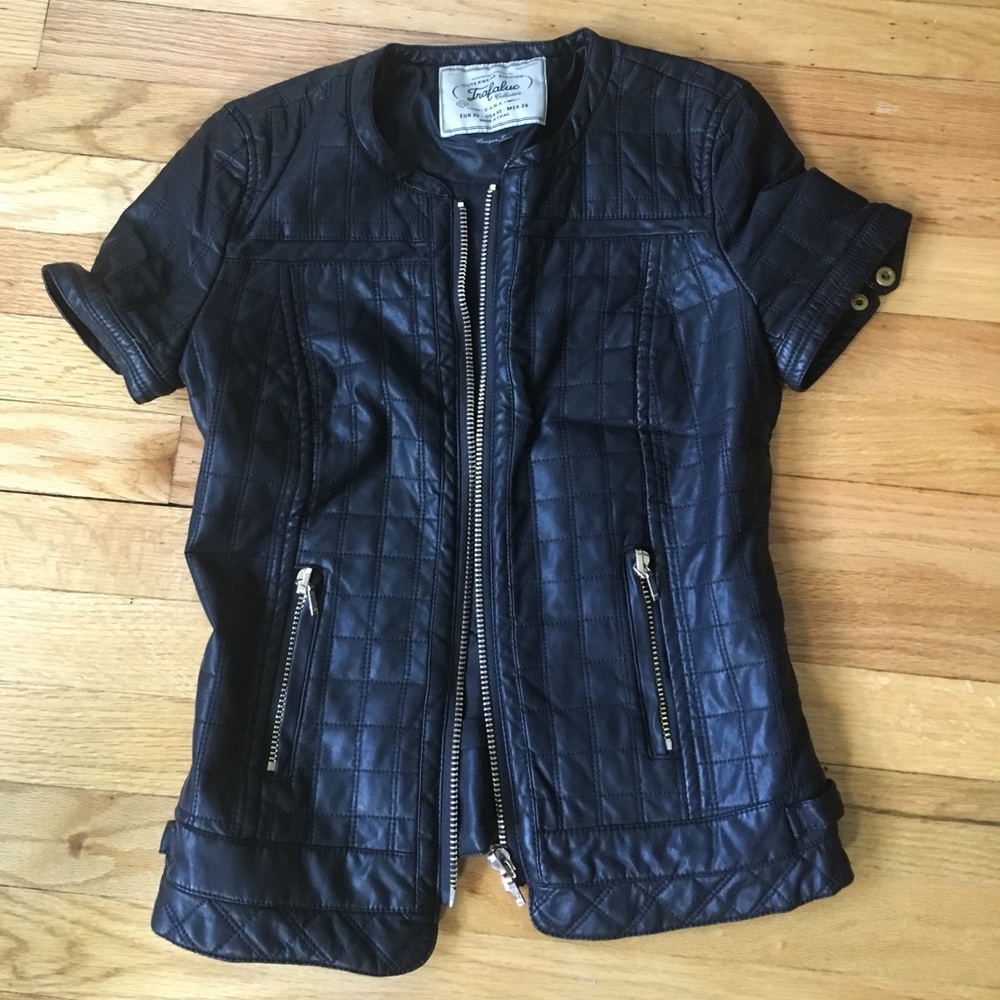 Zara faux leather zip-up shirt/jacket