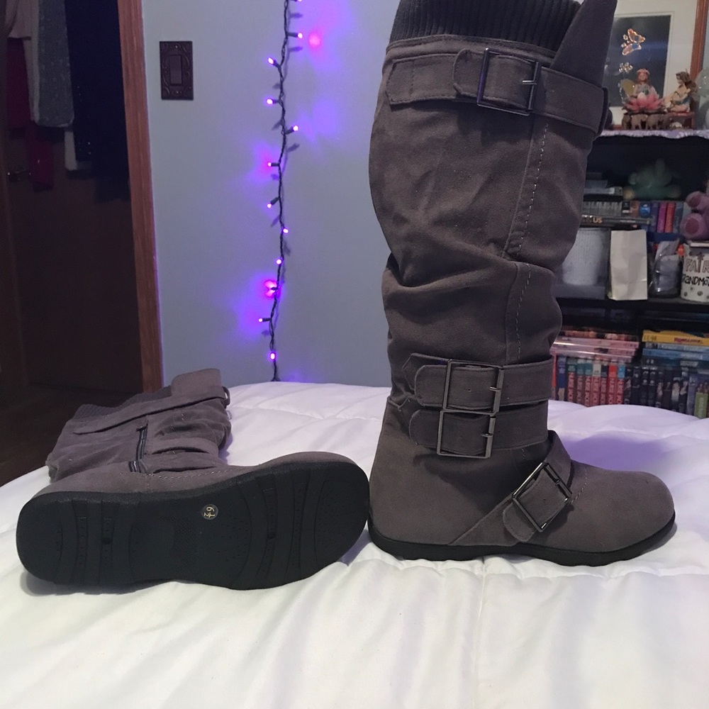 Suede knee boots