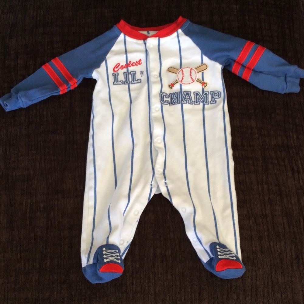 0-3 month baseball pajamas