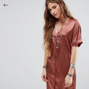 Glamorous satin festival button down dress
