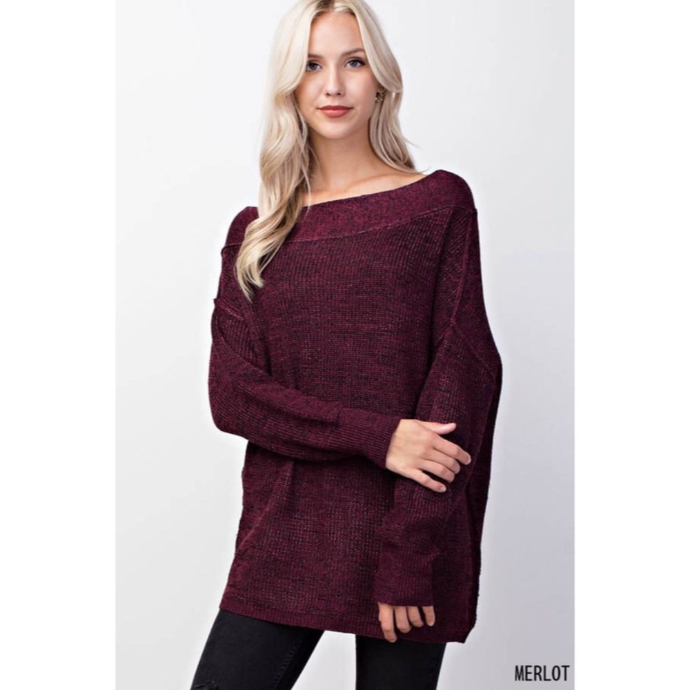 Bailey Boatneck Sweater - Burgundy - Picture 2 of 4