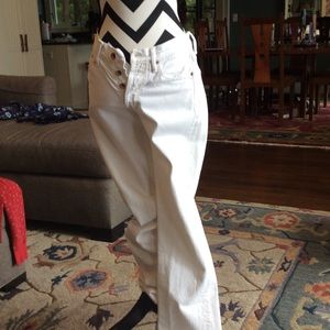 Cream button fly jeans