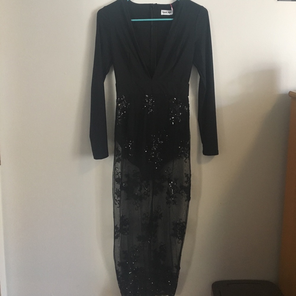 Sheer dress with bodysuit bottom