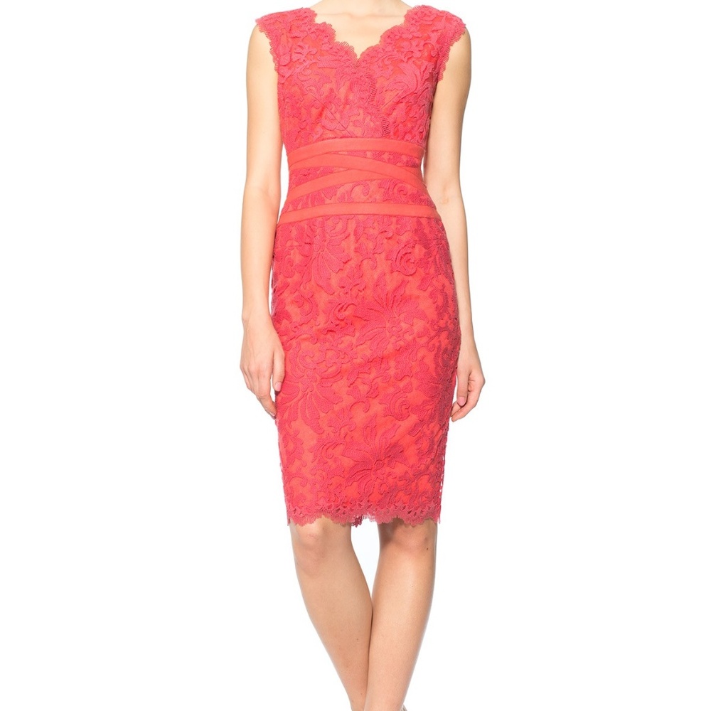 Tadashi Shoji Embroidered Lace V-Neck Dress