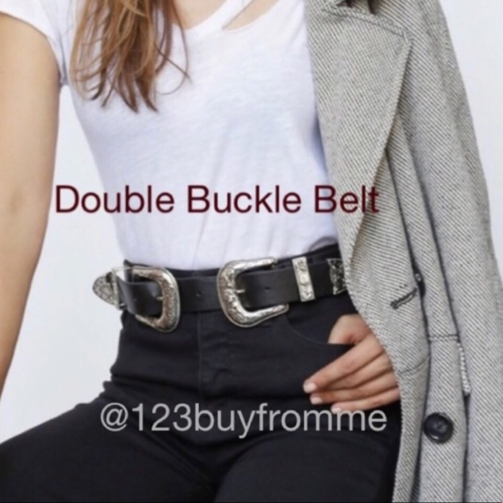 Silver Double buckle belt
