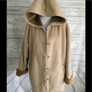 Liz Claiborne Faux Suede Hooded Coat