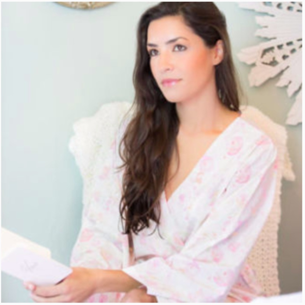 Beautiful Blush Pink Floral Bridal Robe, Sz M