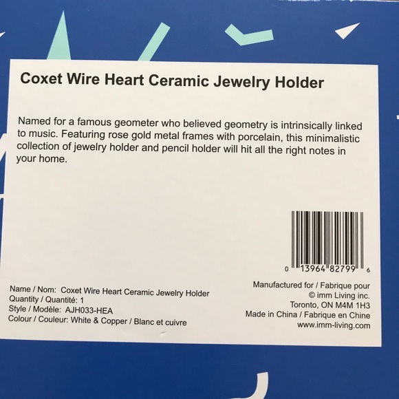 Coxet wire heart ceramic jewelry holder - Picture 3 of 3