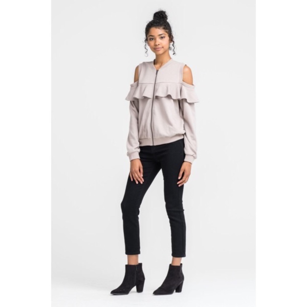 >>LAST<< Josie Cold Shoulder Ruffle ZipUp - Picture 2 of 3