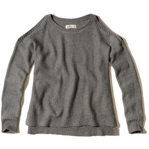Hollister cold shoulder gray sweater