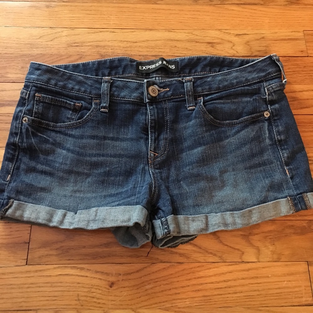 Express rolled cuff denim shorts - low rise