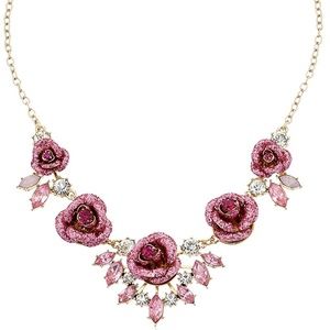 Betsy Johnson Glitter Rose Necklace