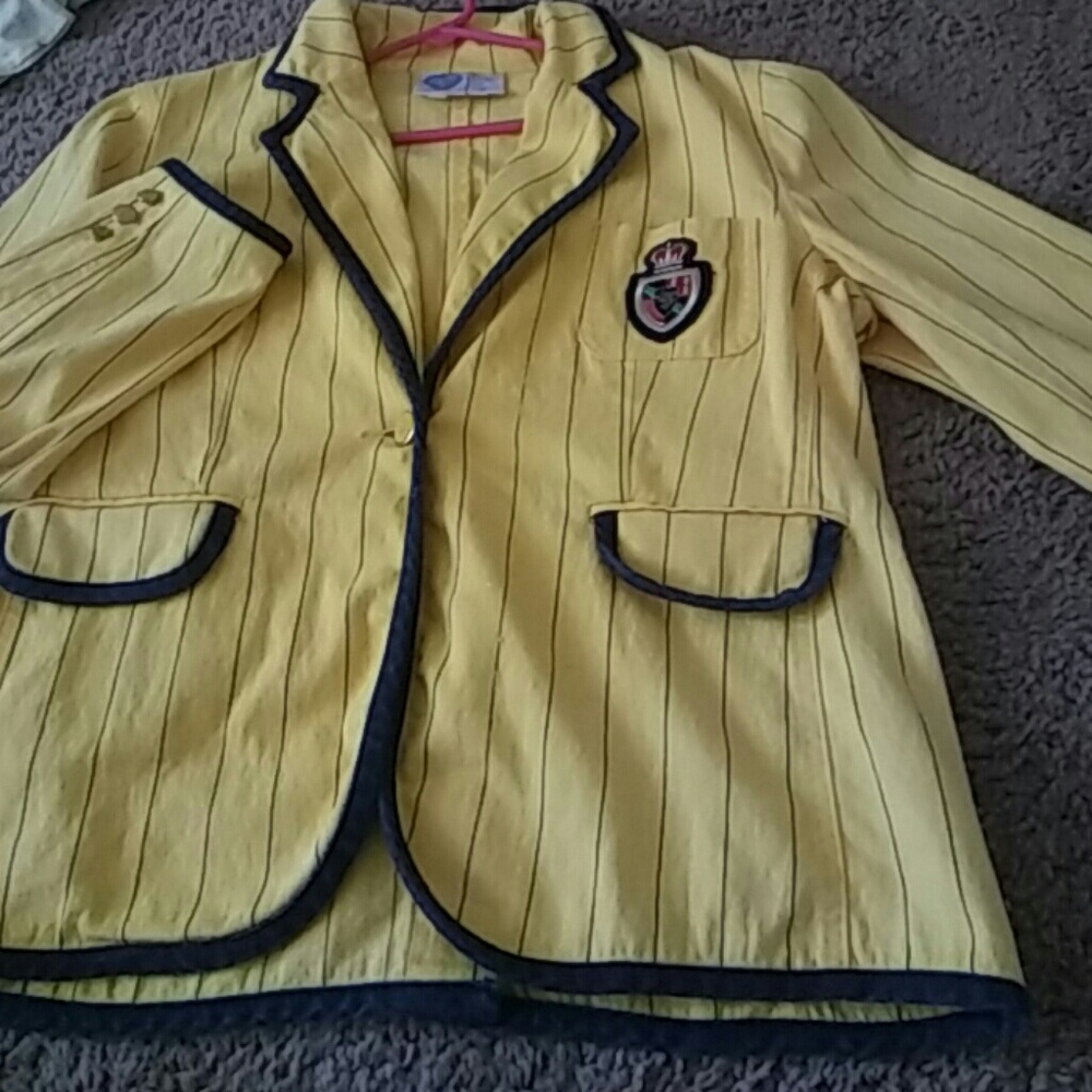 School boy yellow pinstripe blazer