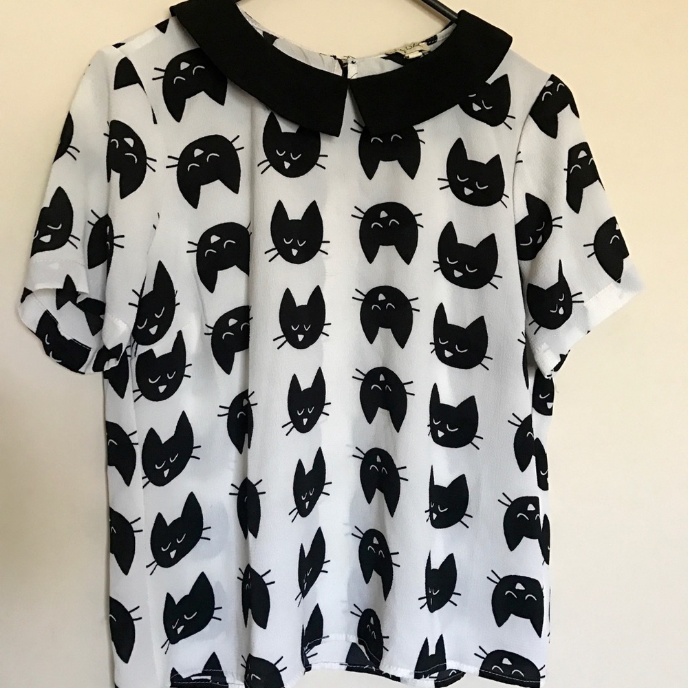 Peter Pan Collared Cat Blouse