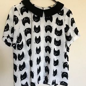 Peter Pan Collared Cat Blouse