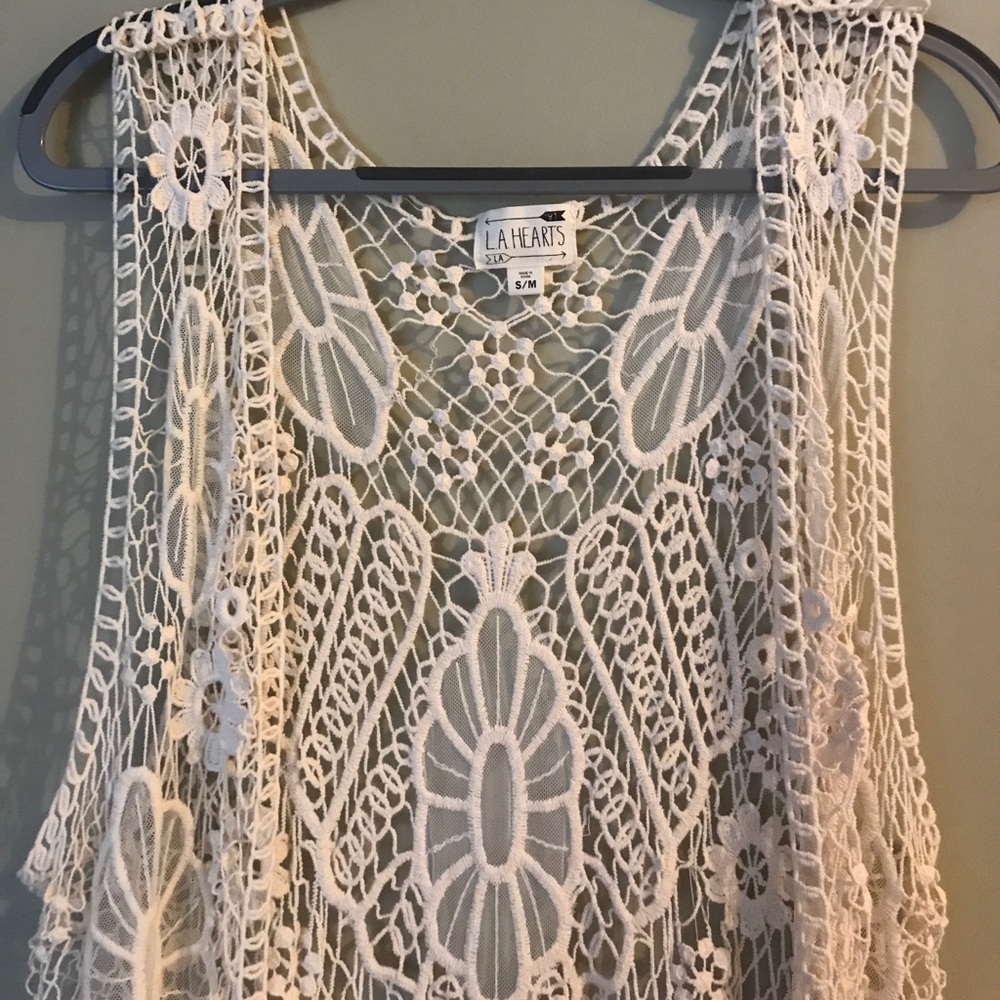 LA Hearts crochet maxi vest