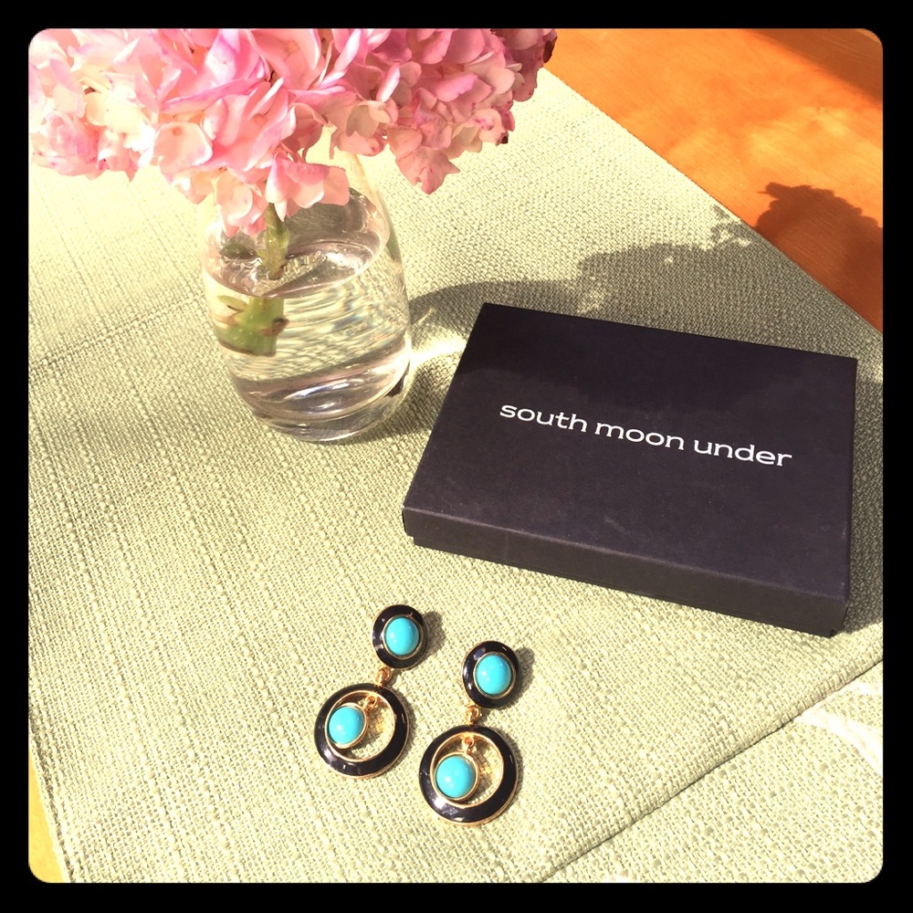 Beautiful Black and Teal drop earrings
